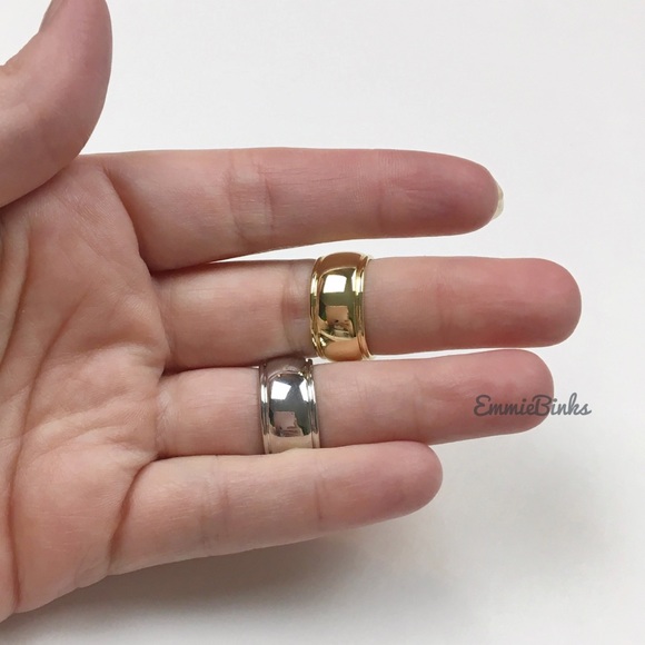 New Wide Band Smooth Polish Silver Gold Copper Band Ring /Chunky Cigar Band Ring - Picture 8 of 16